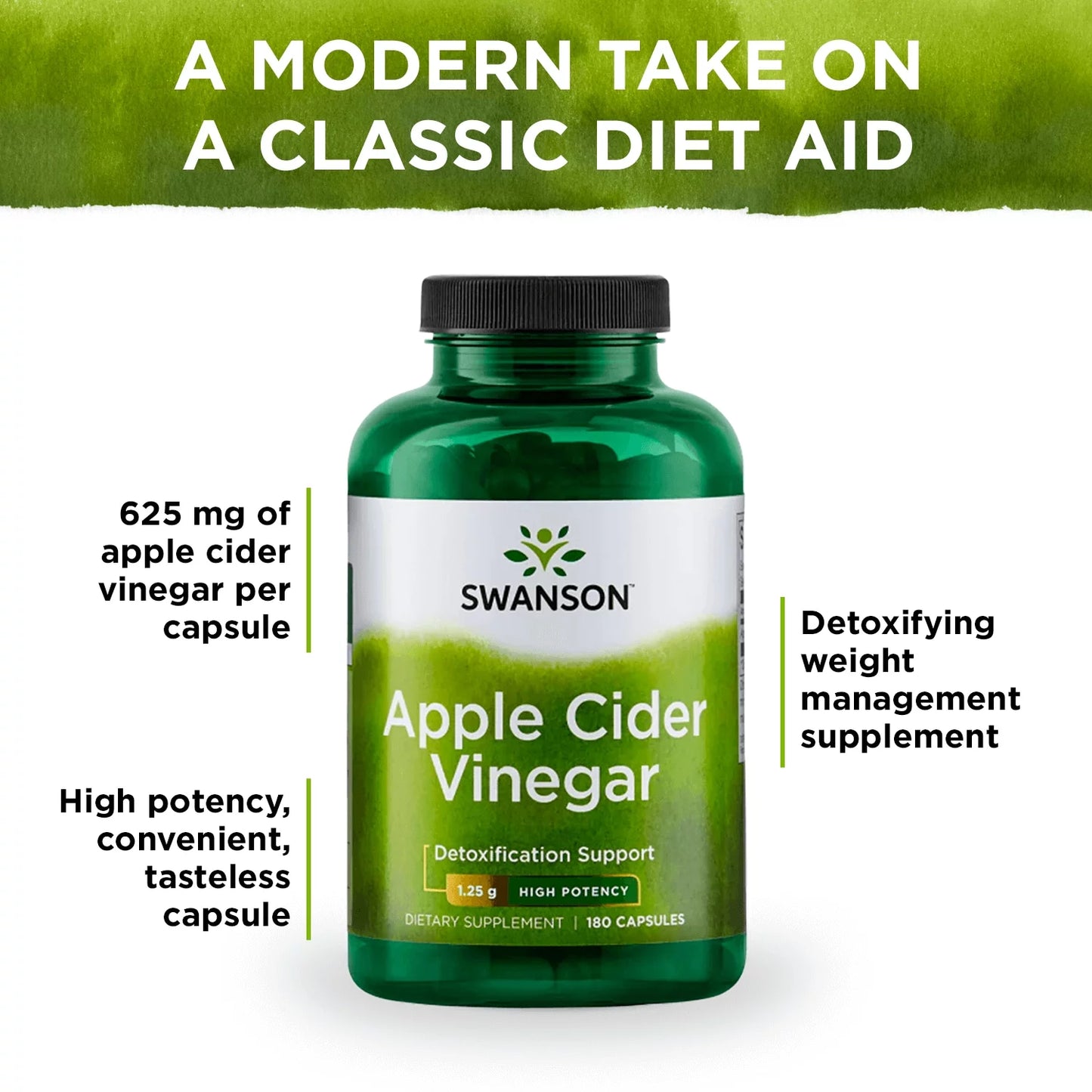 Herbal Supplements High Potency Apple Cider Vinegar 625 Mg Capsule 180Ct