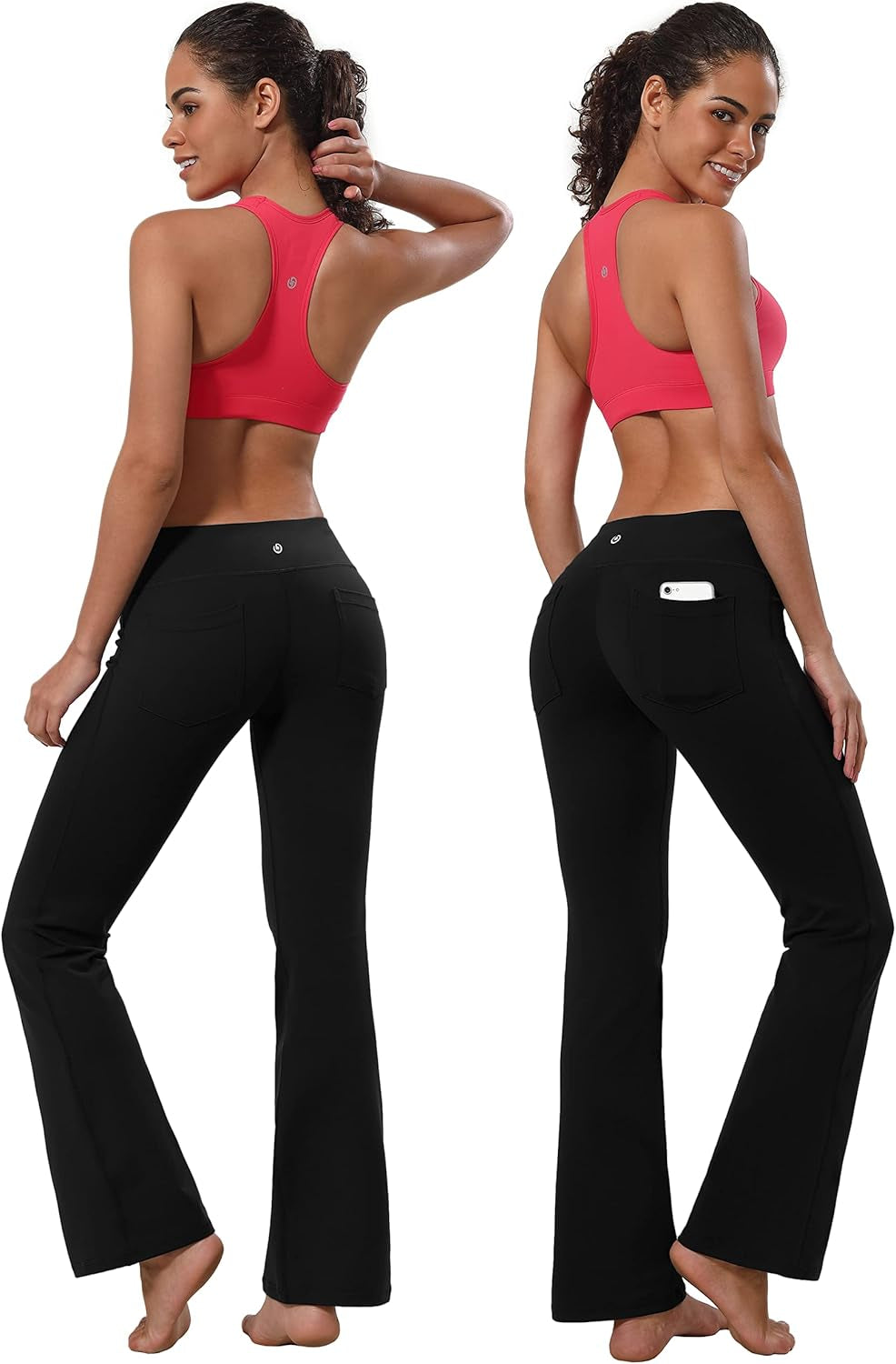 29"/31"/33"/35" 3 Styles Women'S Bootcut Yoga Pants Basic/Back Pockets High Waist Workout Tummy Control Flare