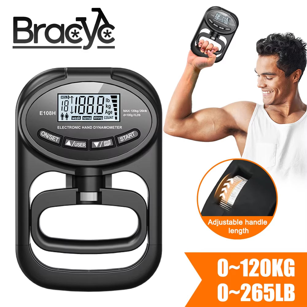 Grip Strength Tester 265Lbs/120Kg Digital Hand Dynamometer Grip Strength Meter USB LCD Screen Hand Grip Dynamometer