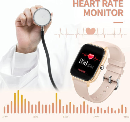 Fitness Tracker Heart Rate Blood Pressure Watch Blood Oxygen Monitor Pedometer Step Counter Activity Tracker Big Fitness Tracker for Women Men Smart Watch for Android Phones Compatible Iphone