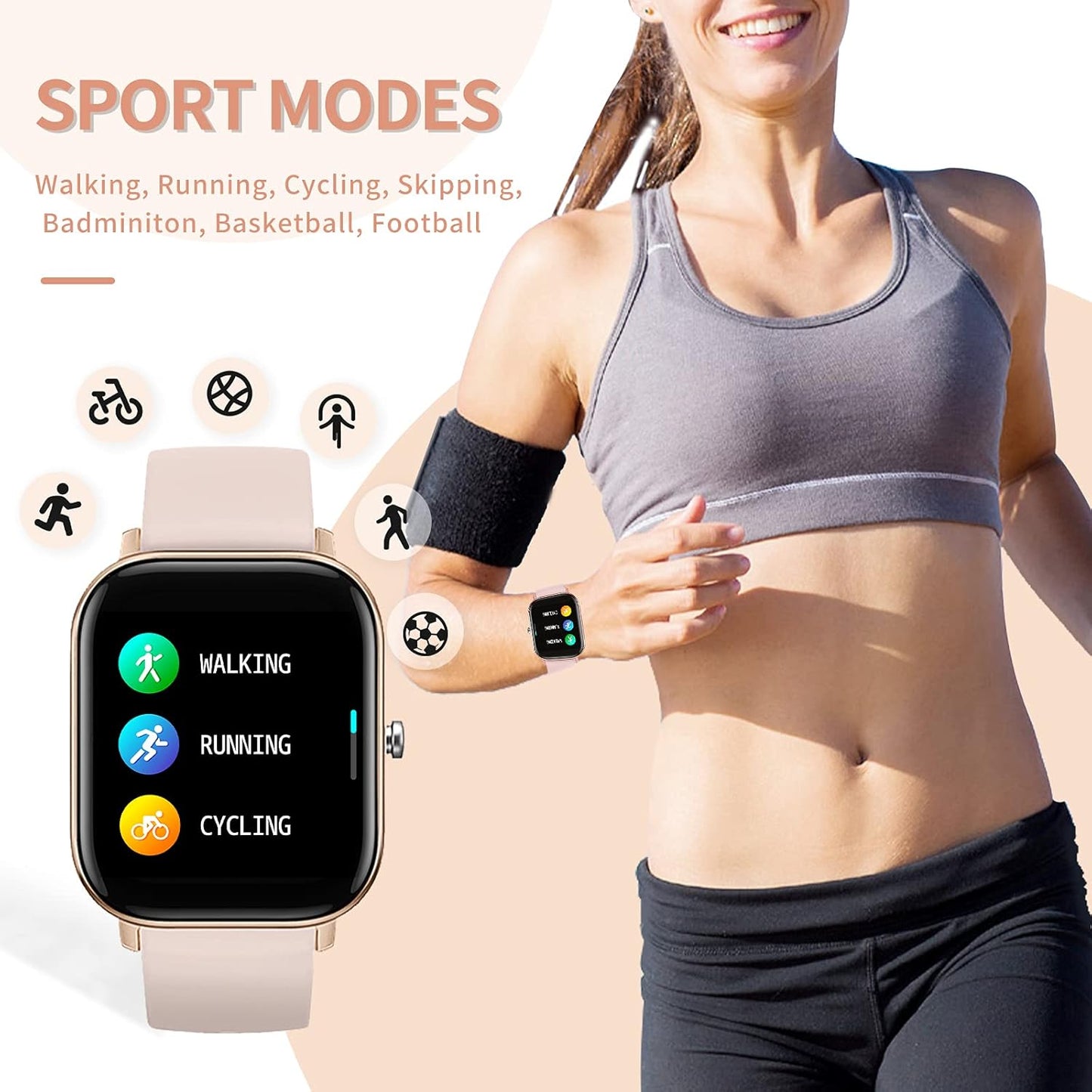 Fitness Tracker Heart Rate Blood Pressure Watch Blood Oxygen Monitor Pedometer Step Counter Activity Tracker Big Fitness Tracker for Women Men Smart Watch for Android Phones Compatible Iphone