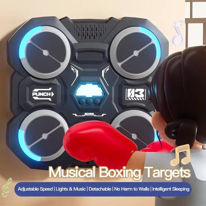 Music Boxing Machine Boxing Reaction Wall Target Wall Mounted Boxing Training Punching Equipment Bluetooth Link for Kids Adults