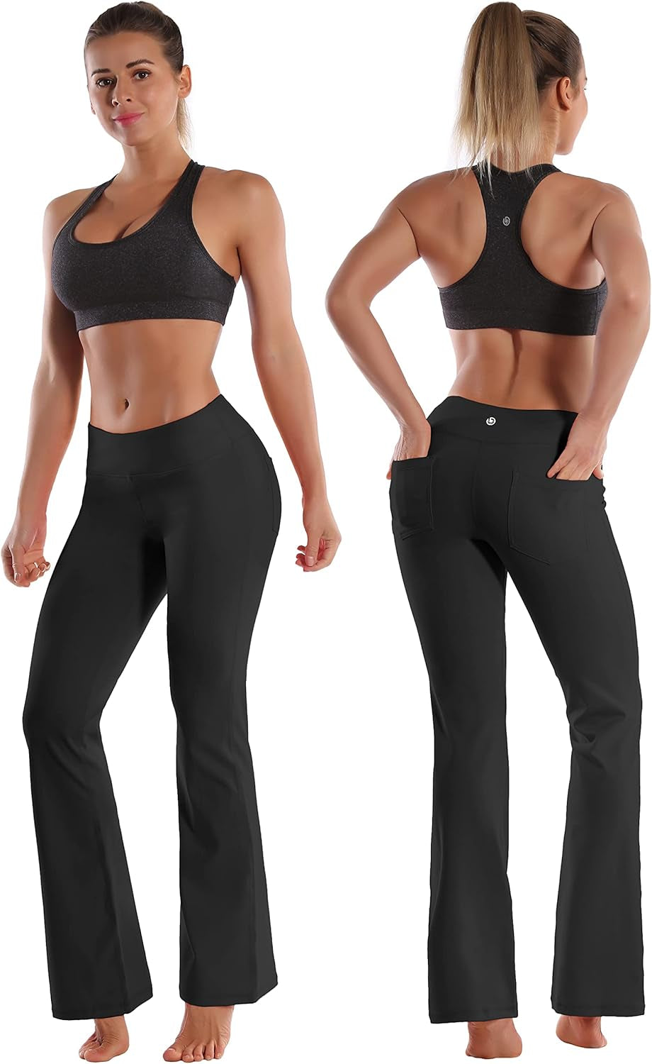 29"/31"/33"/35" 3 Styles Women'S Bootcut Yoga Pants Basic/Back Pockets High Waist Workout Tummy Control Flare